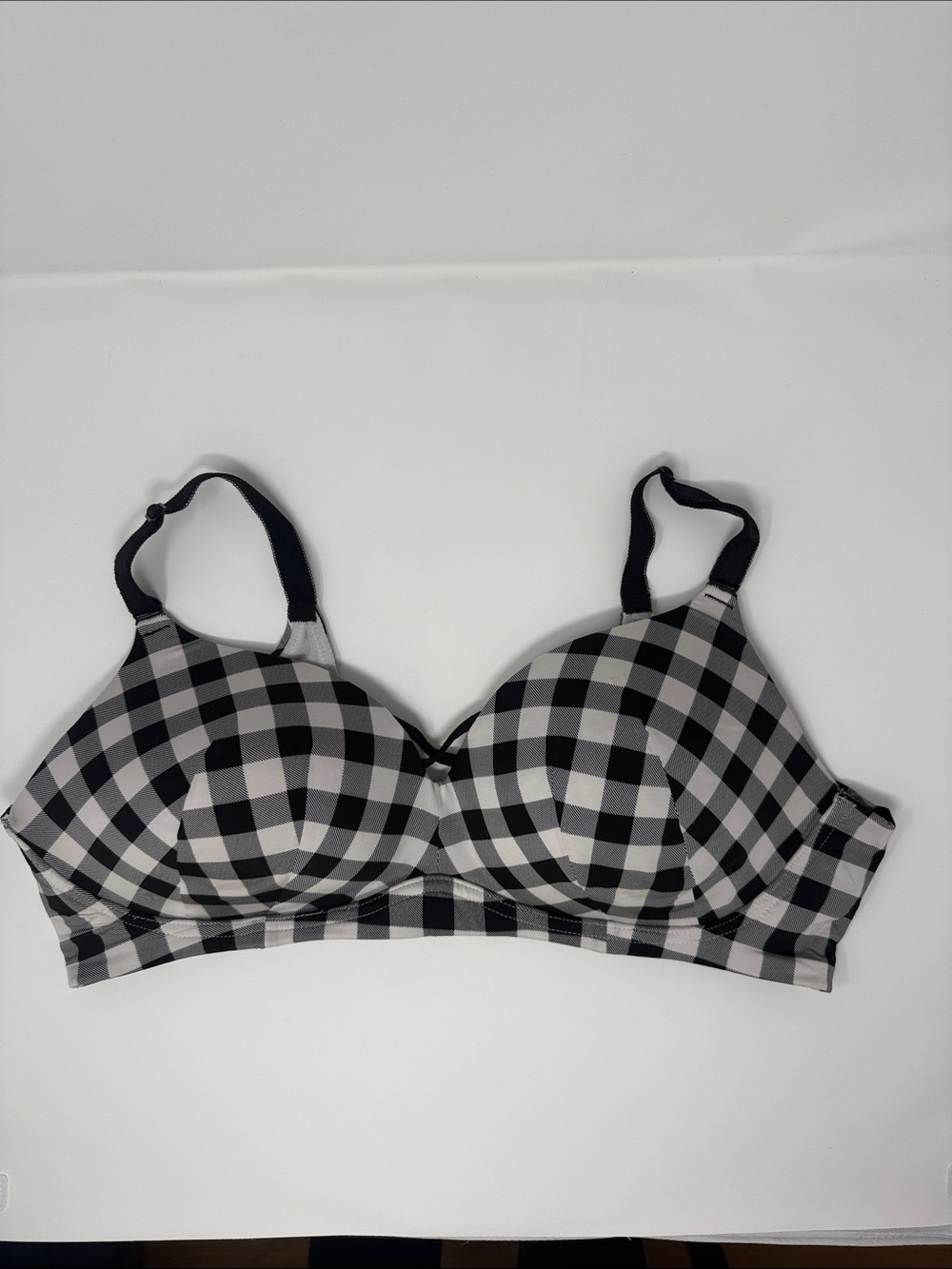 Black & White Plaid Lightly Padded Bra - Women Intimates